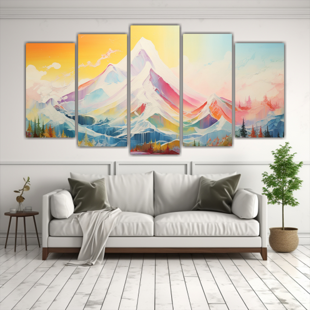 pintura-abstracta-de-monta-as-nevadas-con-arco-ris-y-colores-naranja-1