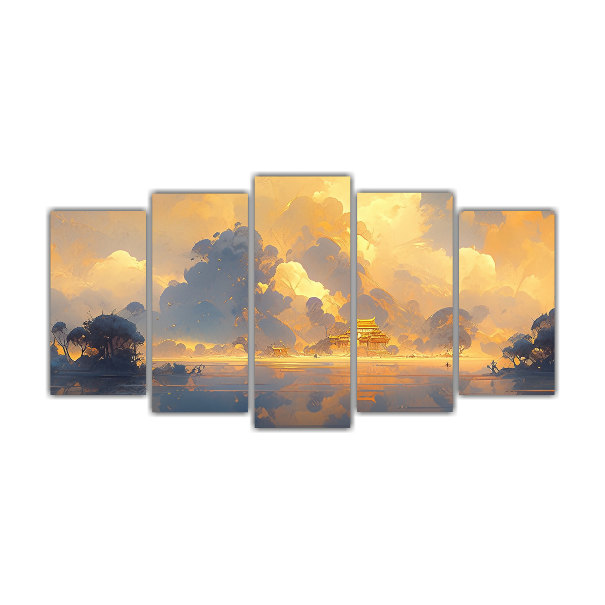 pintura-abstracta-de-paisaje-con-colores-dorados-5-lienzos-modernos-