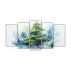 pintura-abstracta-de-rbol-en-verde-y-azul-en-bastidor-set-5-telas-modernas
