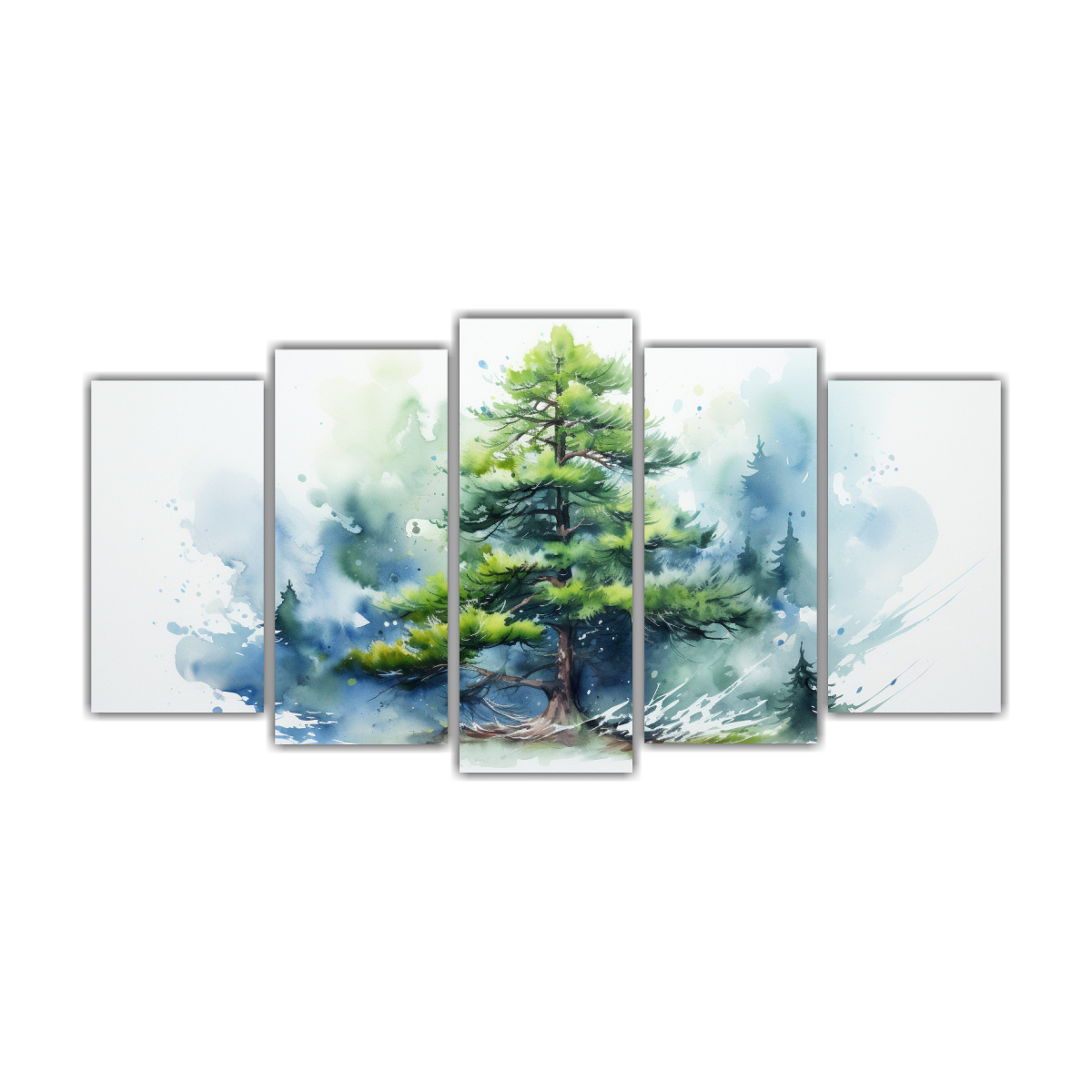 pintura-abstracta-de-rbol-en-verde-y-azul-en-bastidor-set-5-telas-modernas