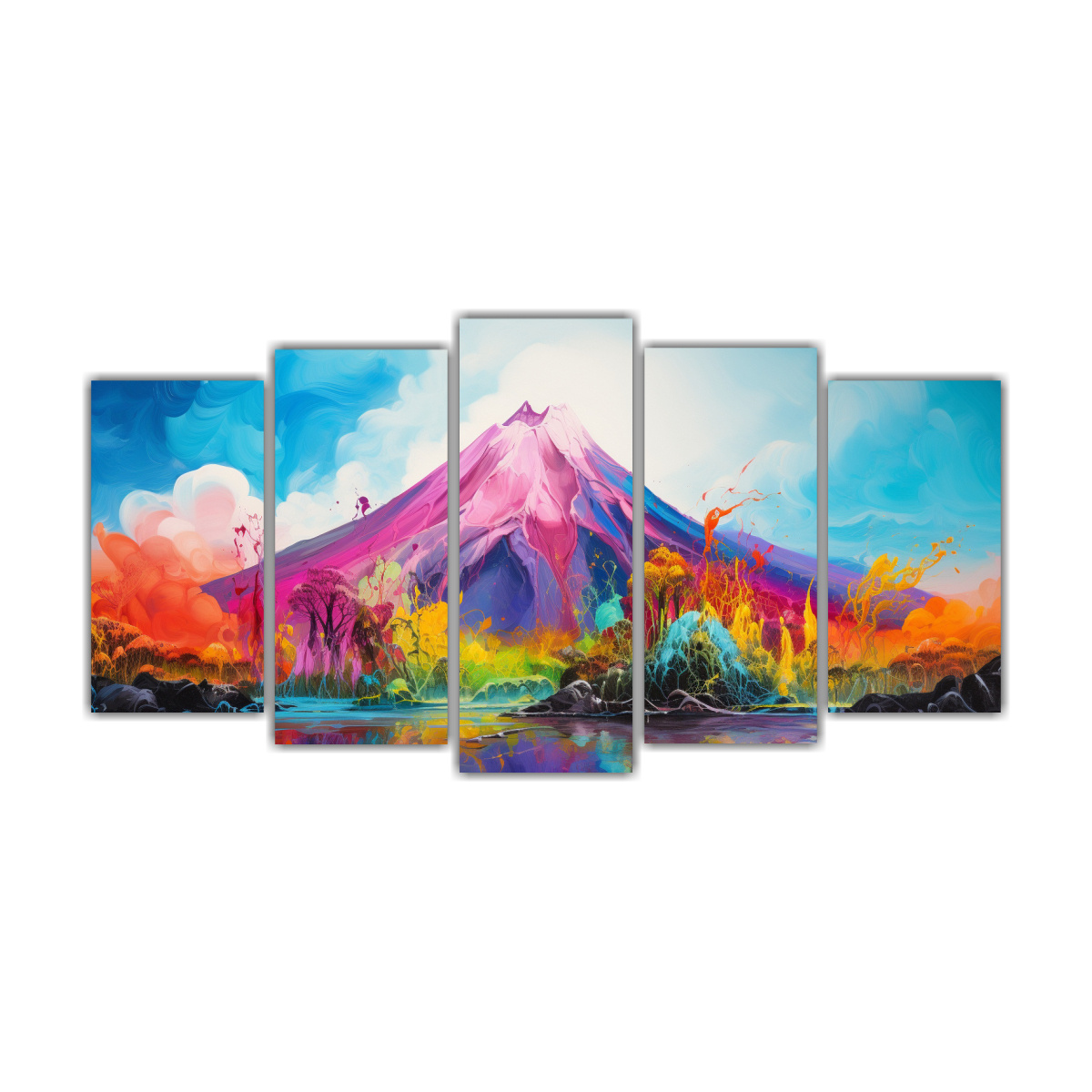 pintura-abstracta-de-un-volc-n-con-arco-ris-y-colores-turquesa