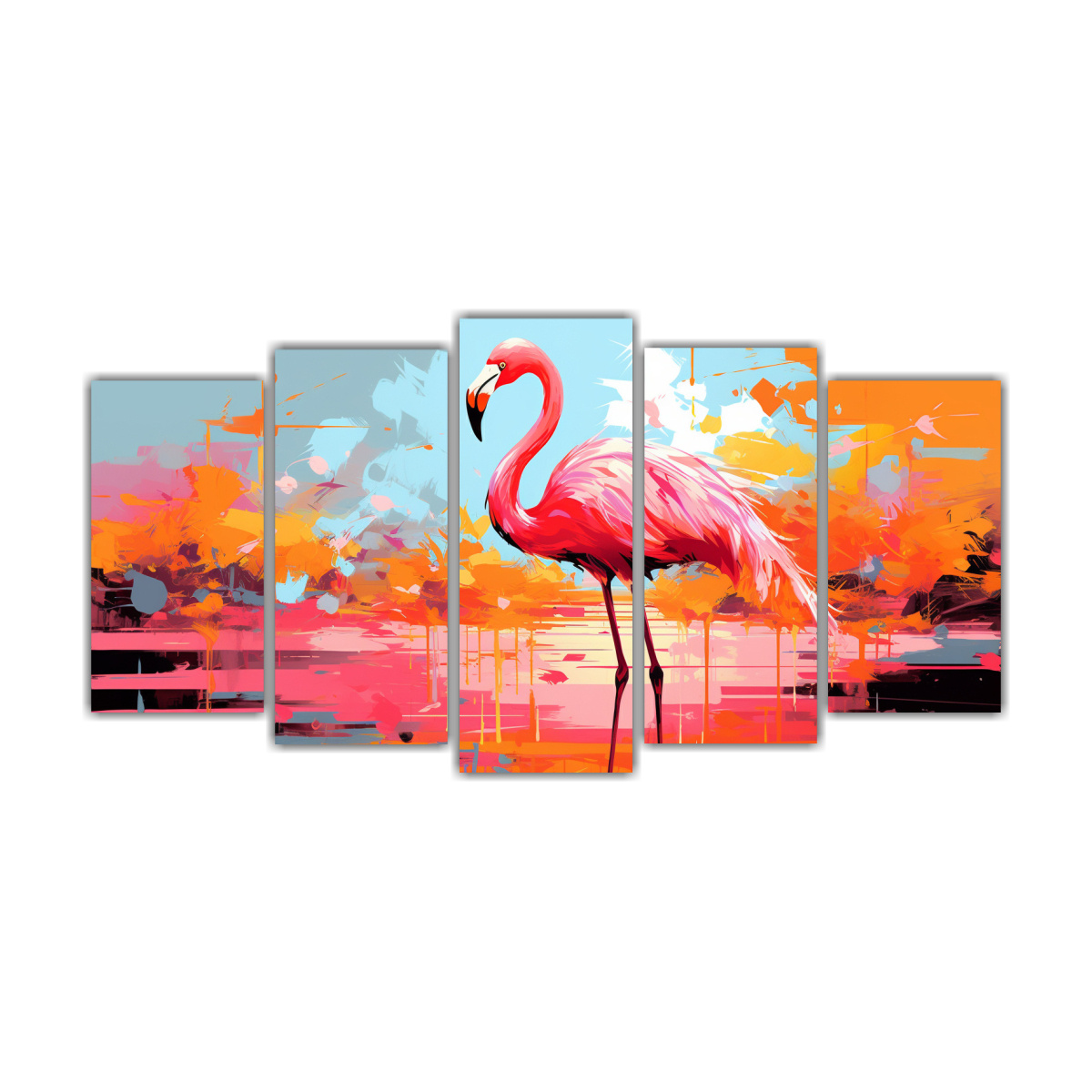 pintura-abstracta-detalle-flamenco-naranja-y-rosa-en-lienzo-cinco