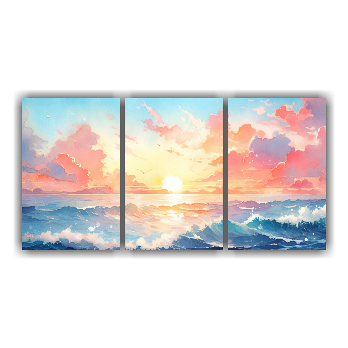 Pintura Abstracta Detalles Cielo Y Mar Acuarela Colores Decorativos