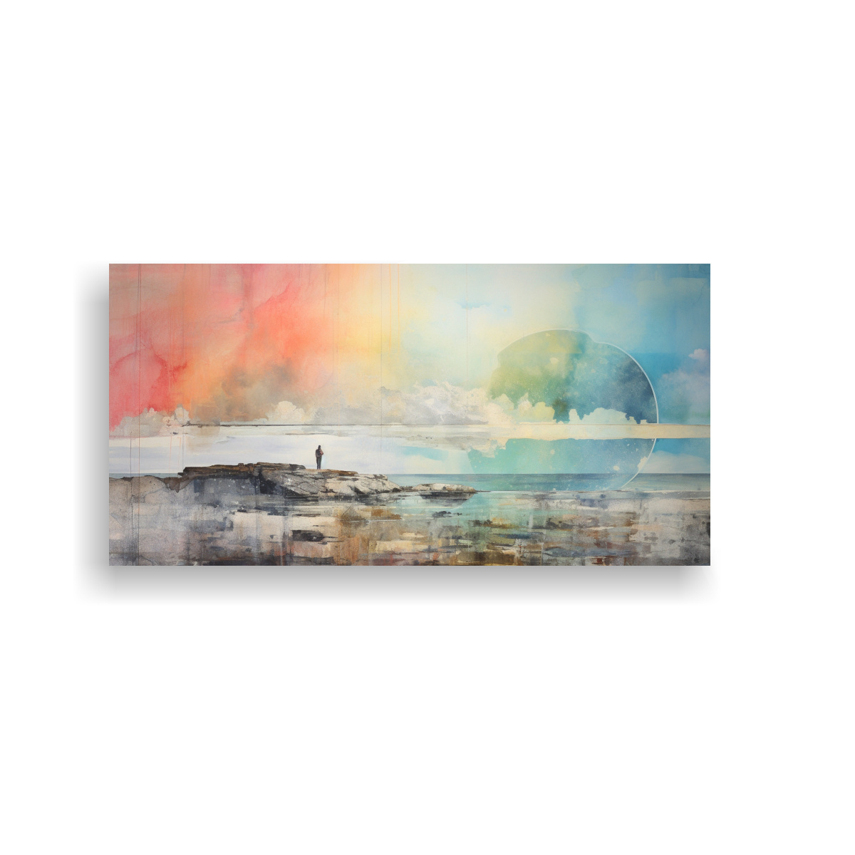 pintura-abstracta-equilibrada-con-arco-ris-y-tonos-plateados-y-verdes