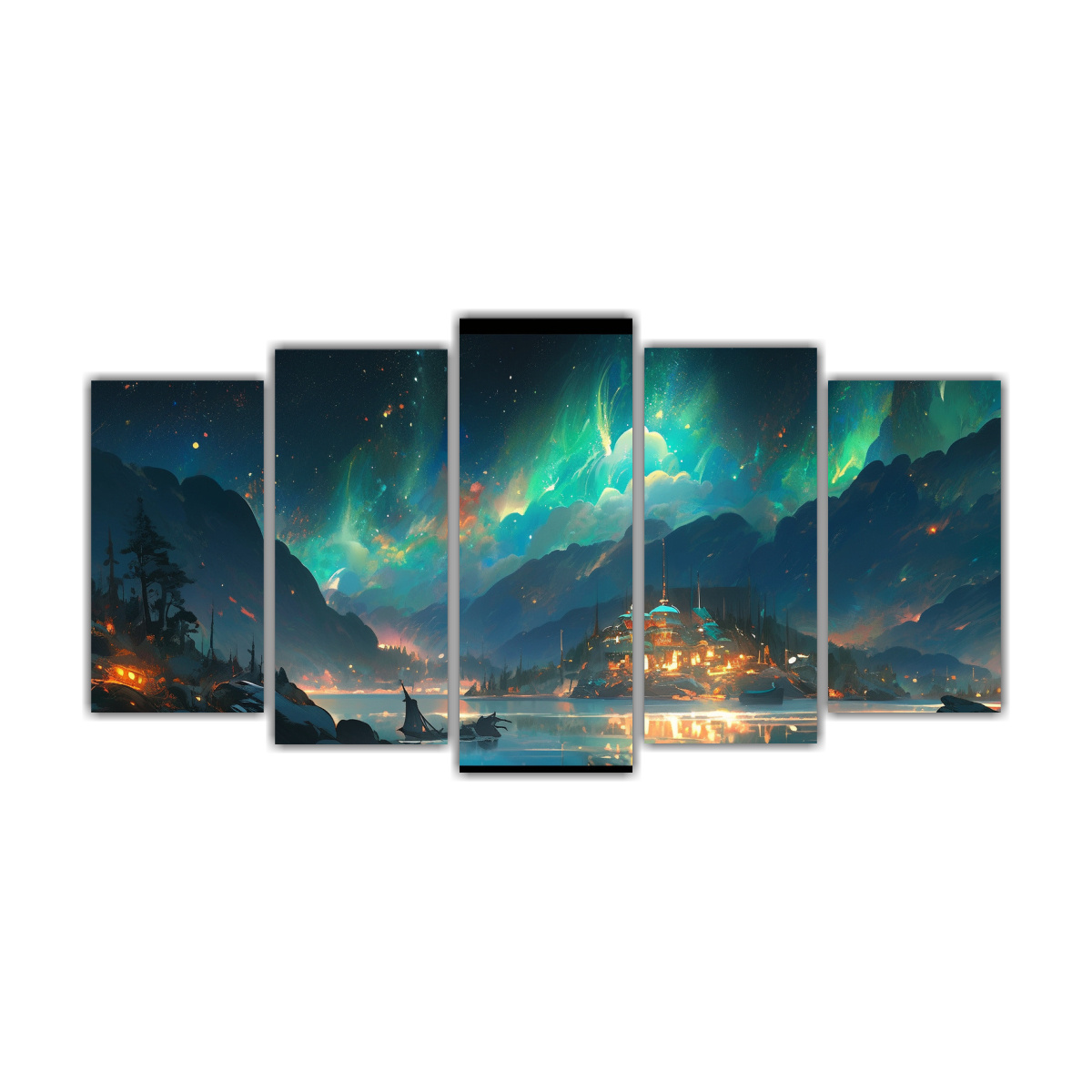 Pintura Abstracta Vanguardia Poder Luces Del Norte Con Turquesa