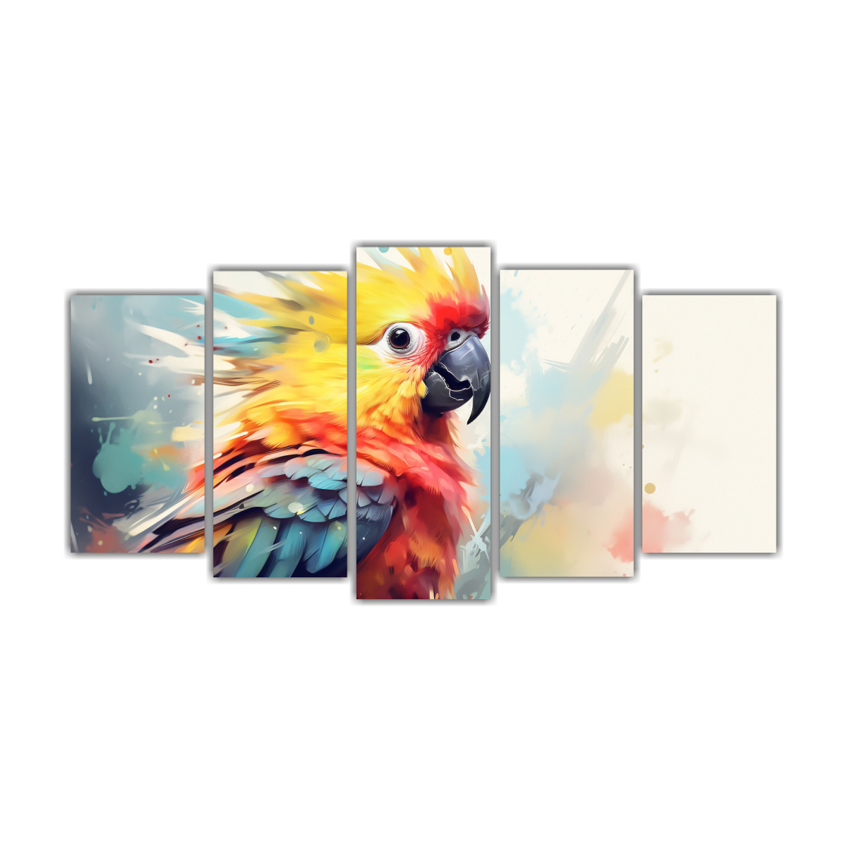 pintura-acuarela-colorida-de-un-cockatiel-en-estilo-de-pintura-con-cinco-cuadros