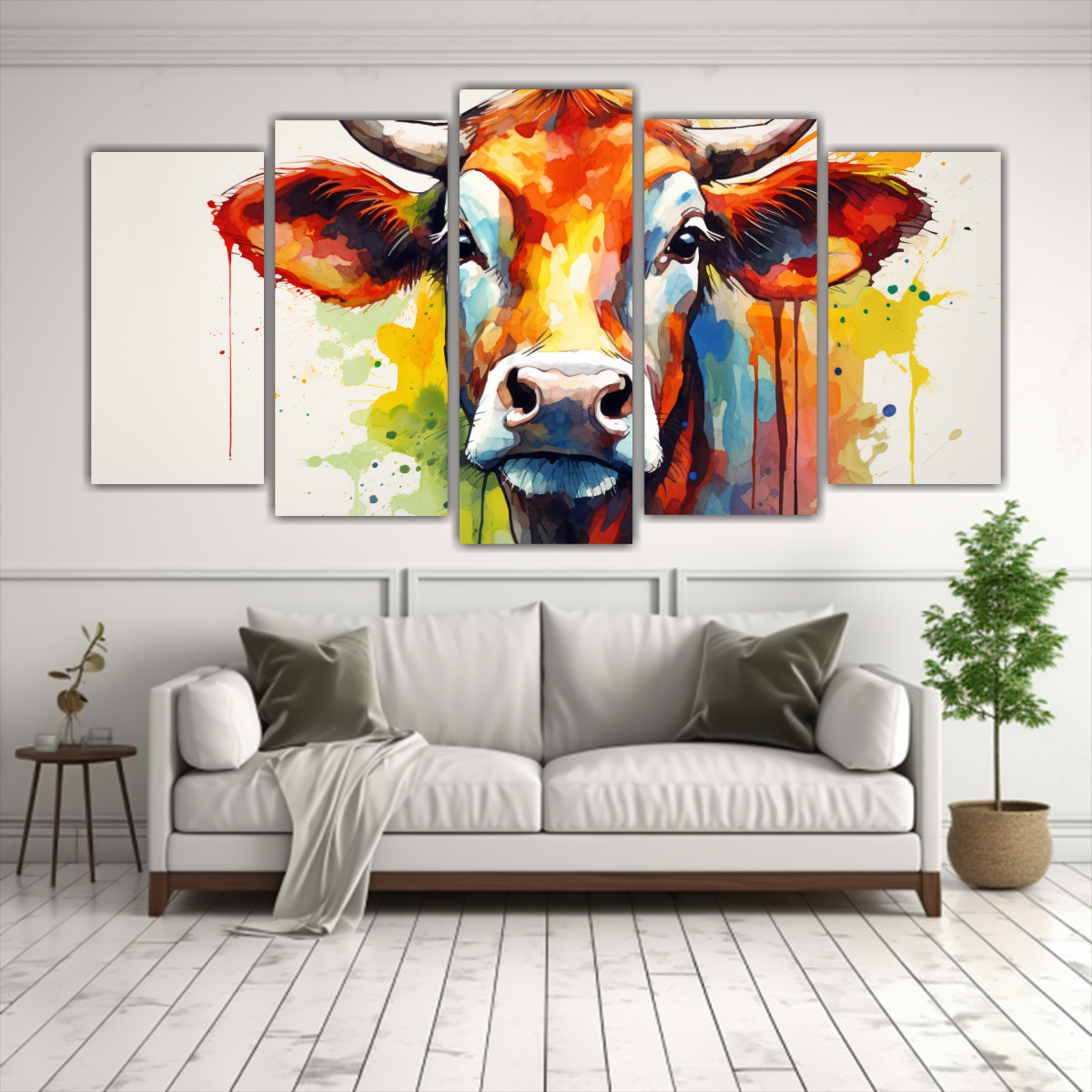 pintura-acuarela-colorida-de-vaca-jersey-en-cinco-cuadros-influencia-inspiradora-1