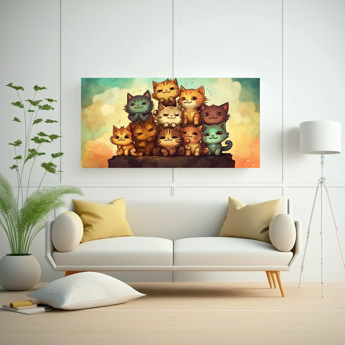 pintura-acuarela-de-gatos-majestuosos-en-pila-mirando-hacia-la-1