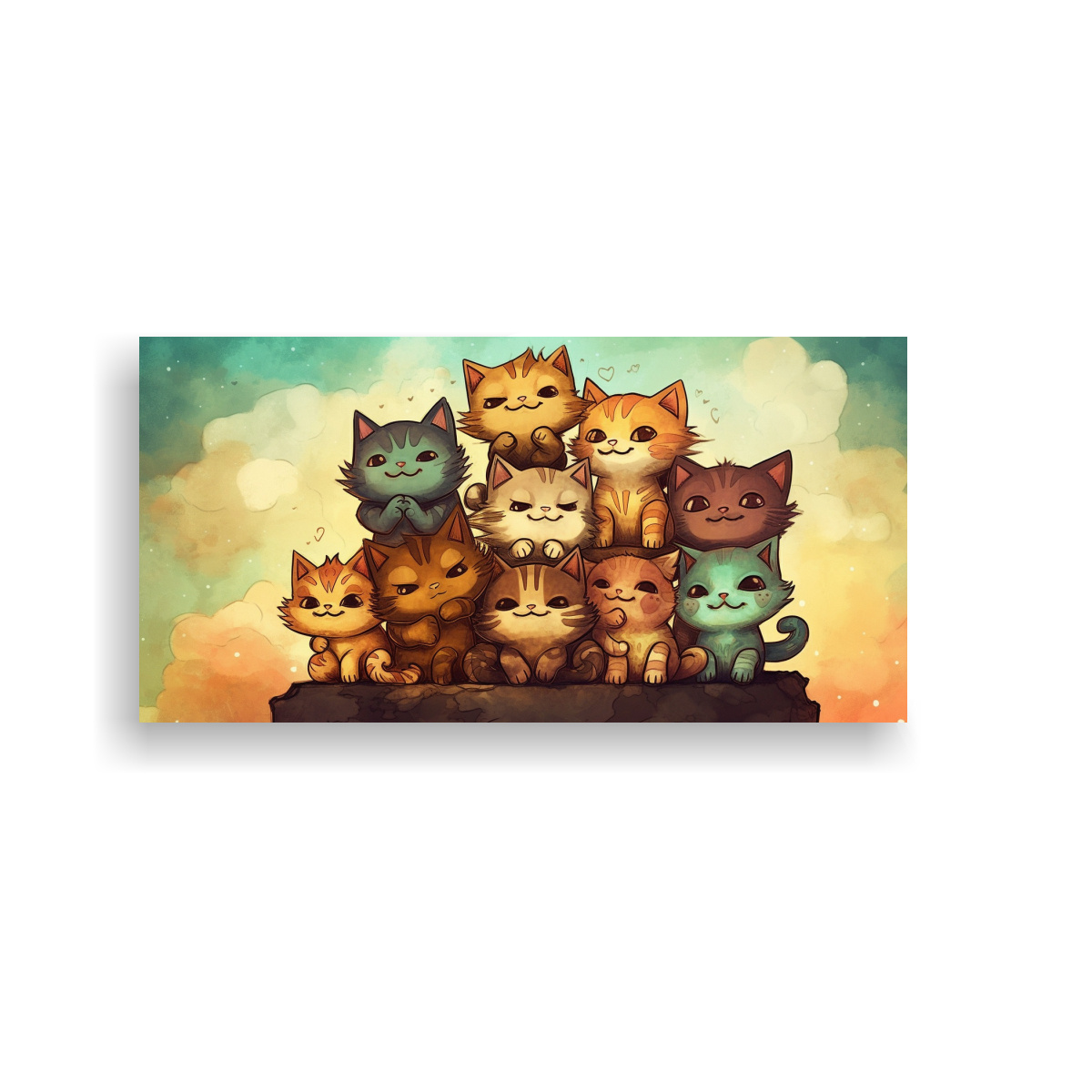 pintura-acuarela-de-gatos-majestuosos-en-pila-mirando-hacia-la