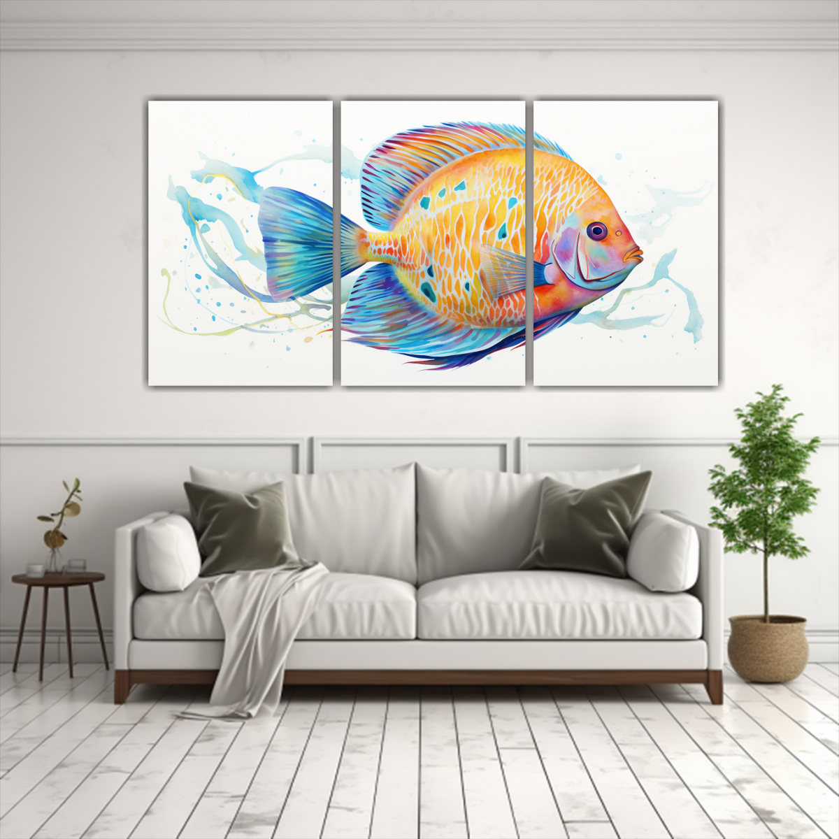 pintura-acuarela-discus-fish-en-lienzo-efecto-visual-creativo-1