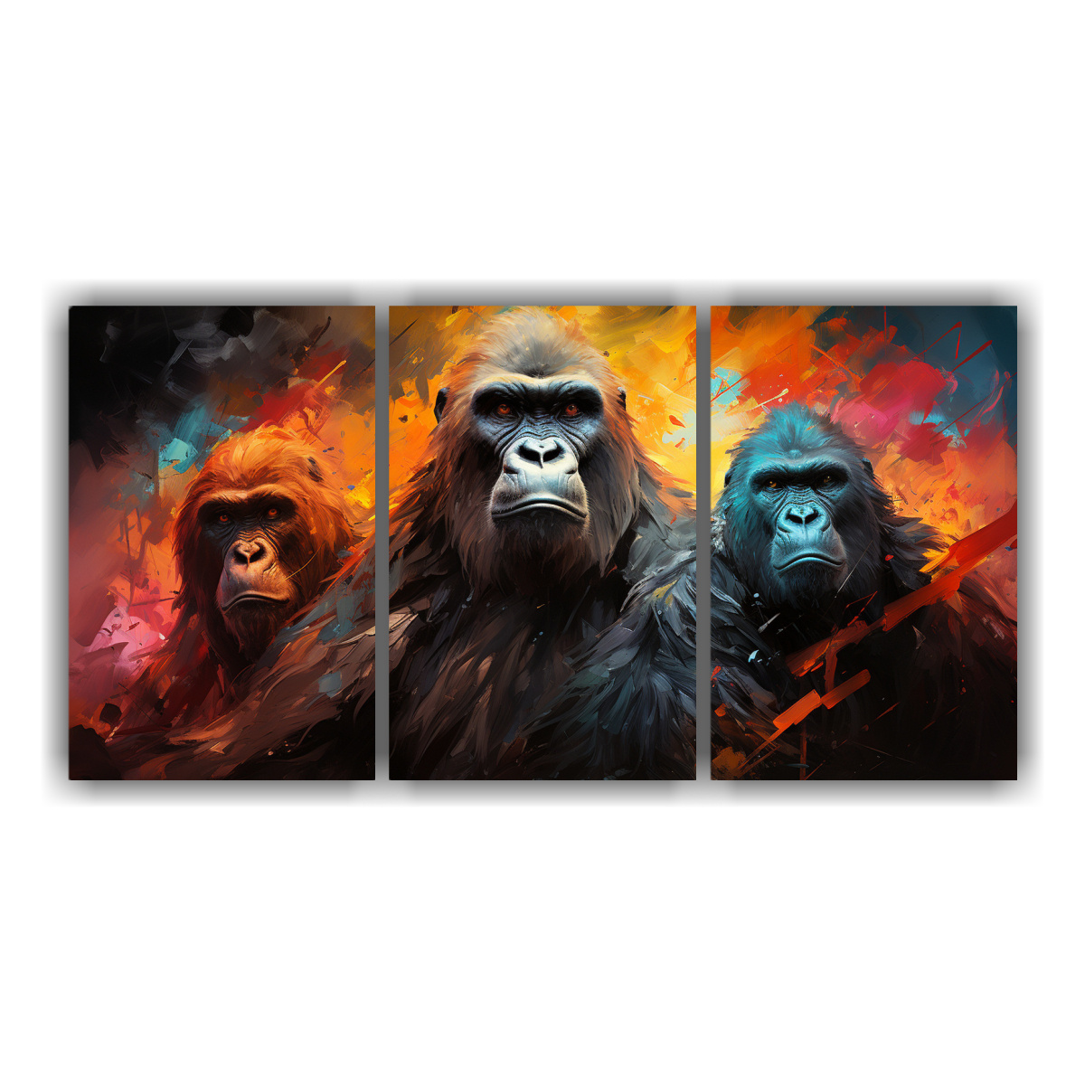 pintura-al-estilo-leo-de-gorilas-en-estilo-colorido-y-simple-3-cuadros-