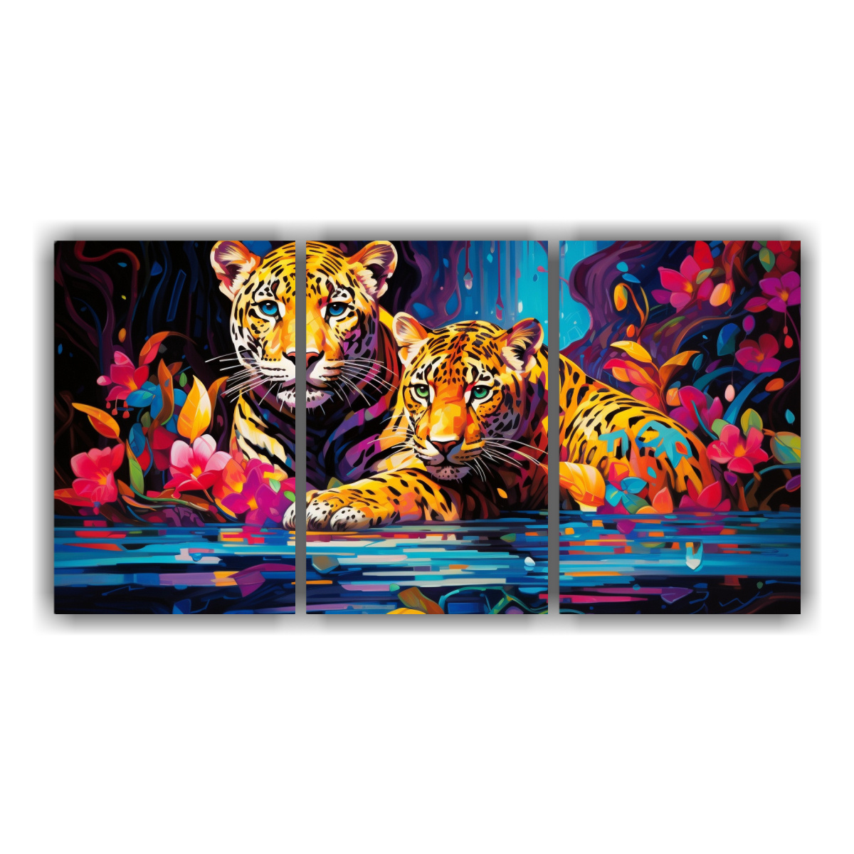 pintura-al-estilo-leo-de-leopardo-en-tres-lienzos-de-tela