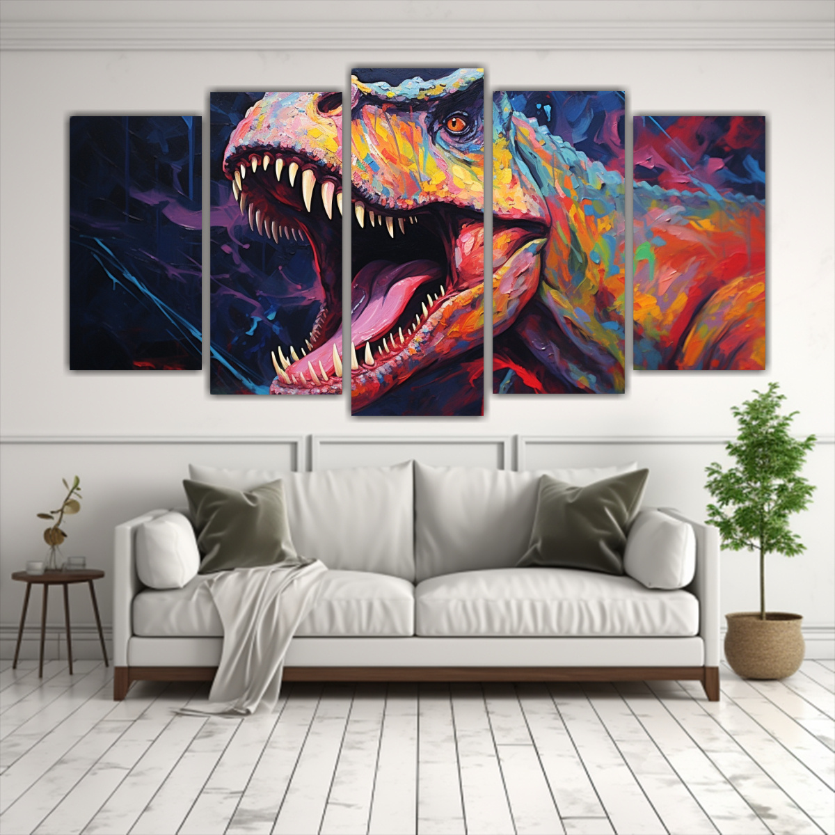 pintura-al-estilo-leo-estilo-elegante-de-tyrannosaurus-rex-21-arte-de-pared-1