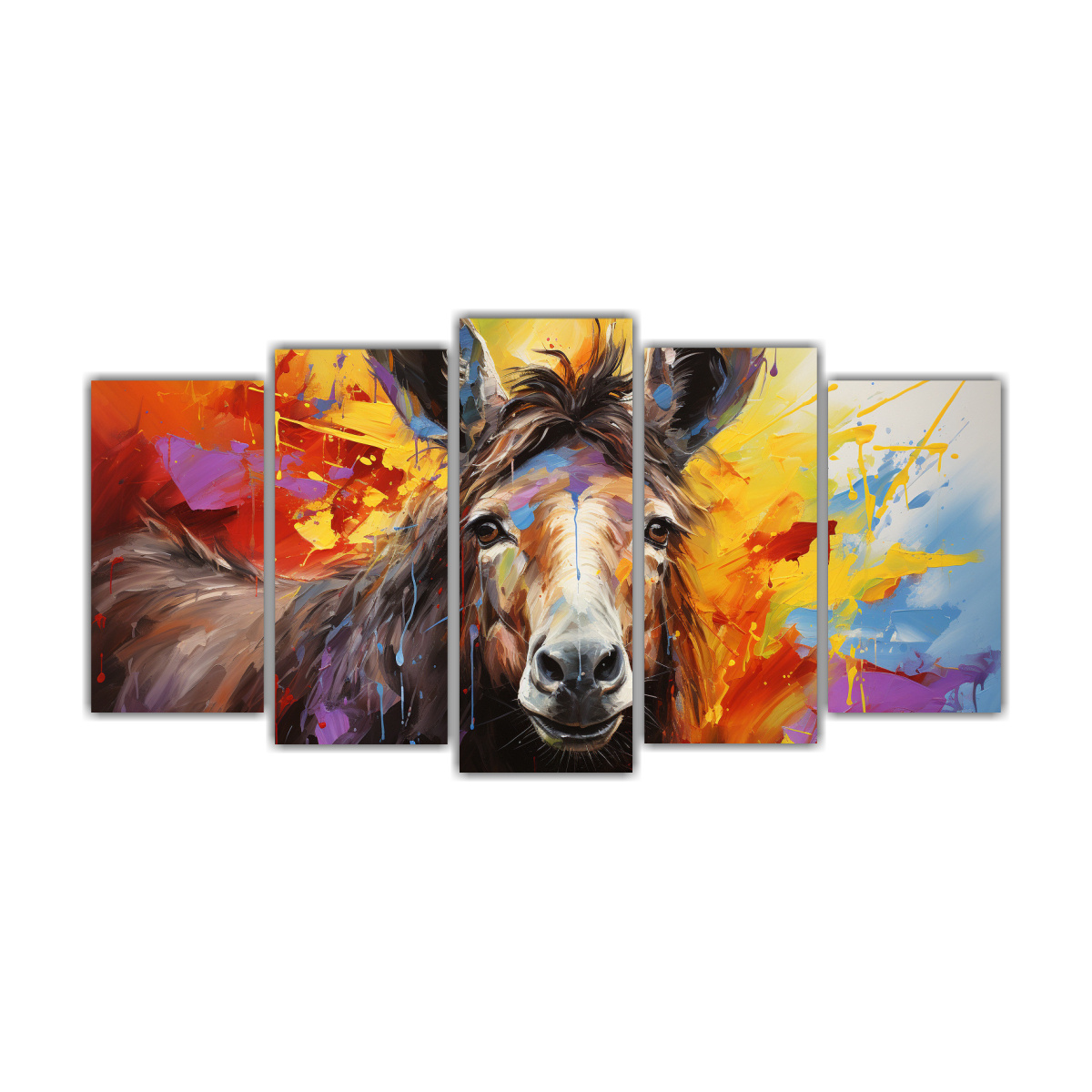pintura-al-estilo-leo-estilo-regalo-a-mula-cinco-cuadros-finas-l-neas-
