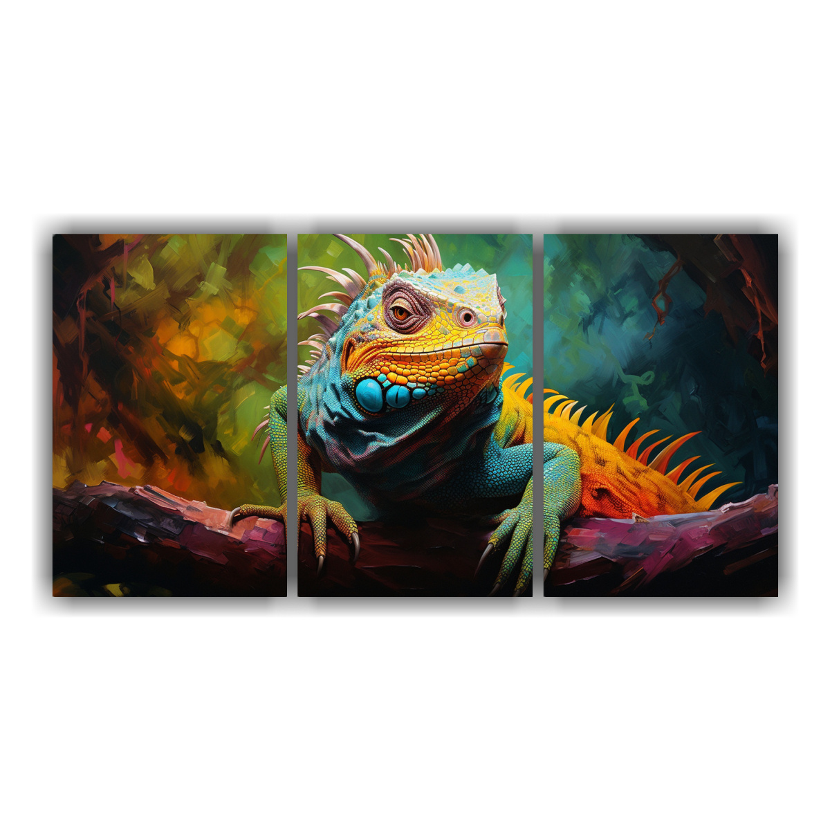 pintura-al-estilo-leo-estilo-reptil-colorido-en-lienzo-fino-l-neas-profundas