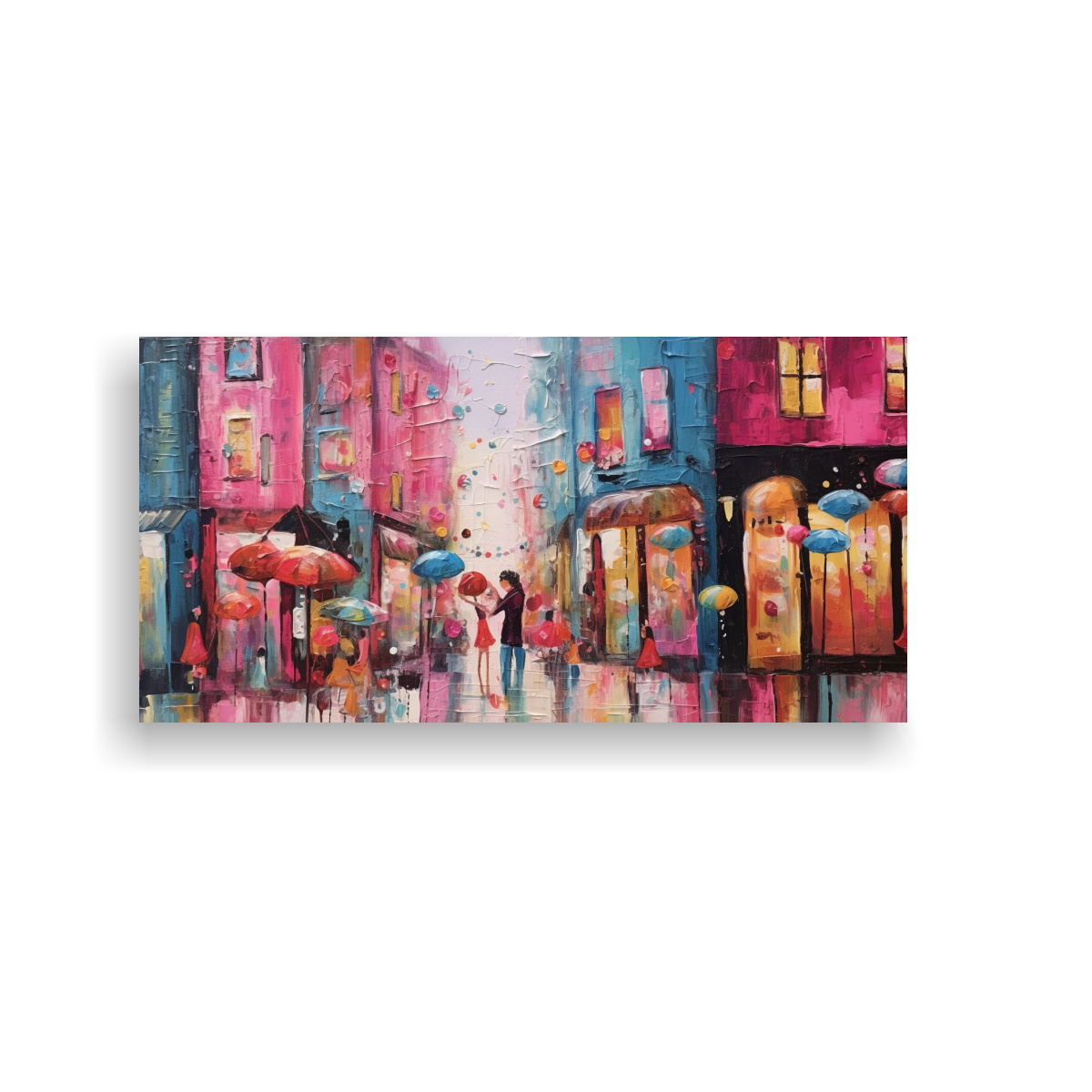Pintura Artística Y Abstracta De Un Acogedor Día En Lienzo Luminoso