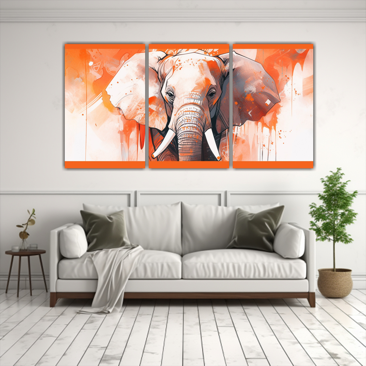 pintura-de-lienzo-inspirador-de-elefante-asi-tico-en-blanco-y-naranja-1