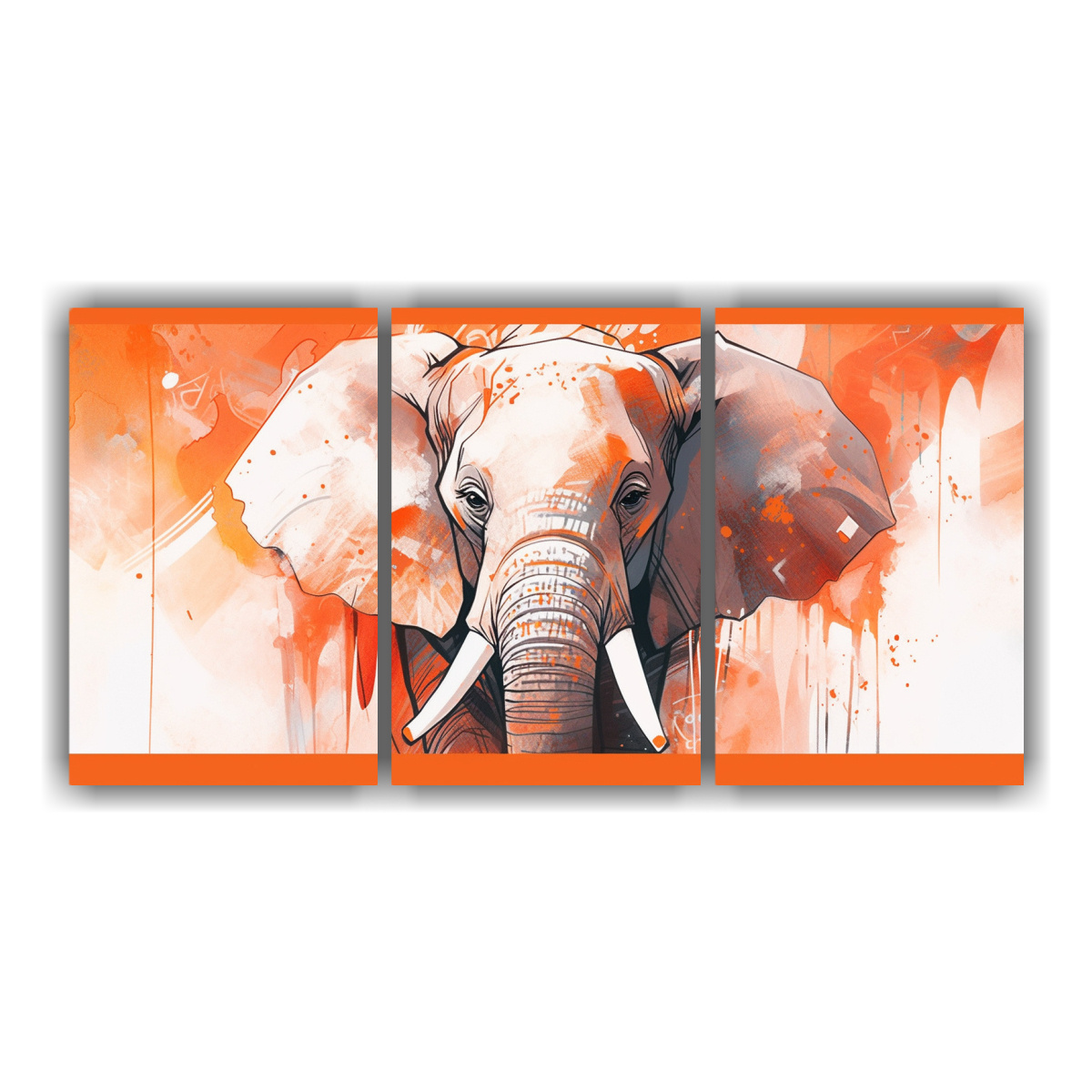 pintura-de-lienzo-inspirador-de-elefante-asi-tico-en-blanco-y-naranja