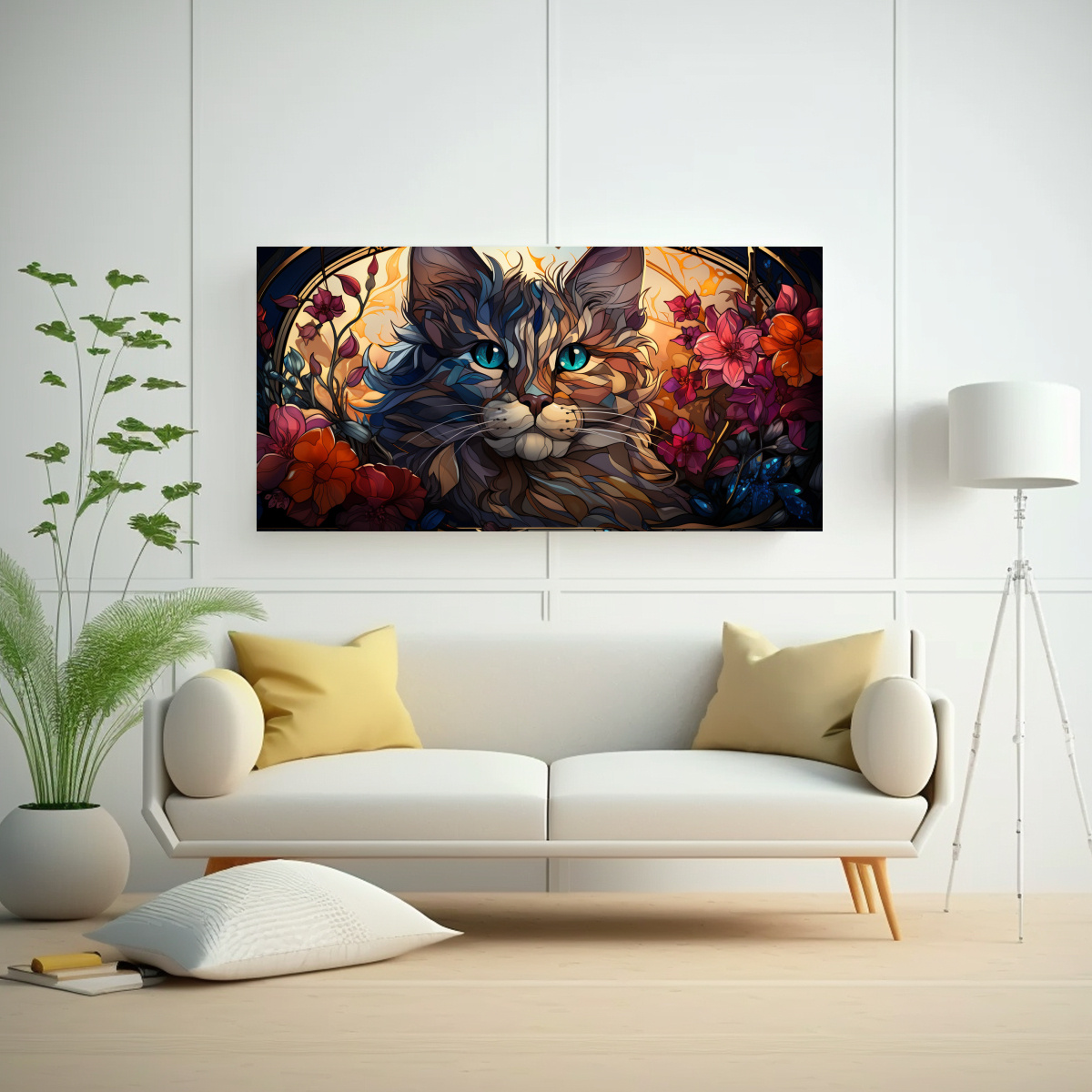 pintura-de-pared-impresa-gato-sonriente-de-colores-adorable-en-vitral-1-1