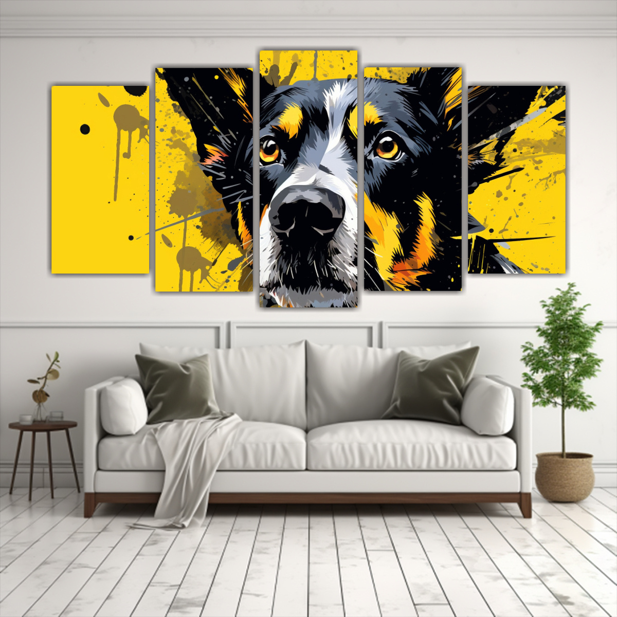pintura-de-un-perro-en-colores-amarillo-y-negro-estilo-neo-pop-art-1
