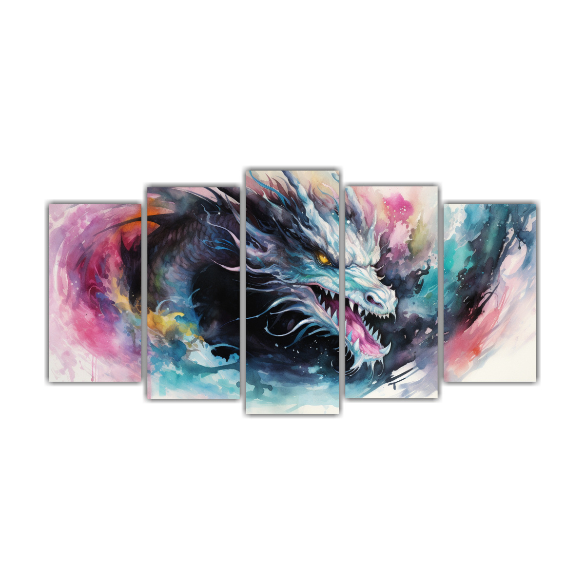 Pintura Decorativa De Dragón En Tonos Pastel Y Acuarela Neonoir