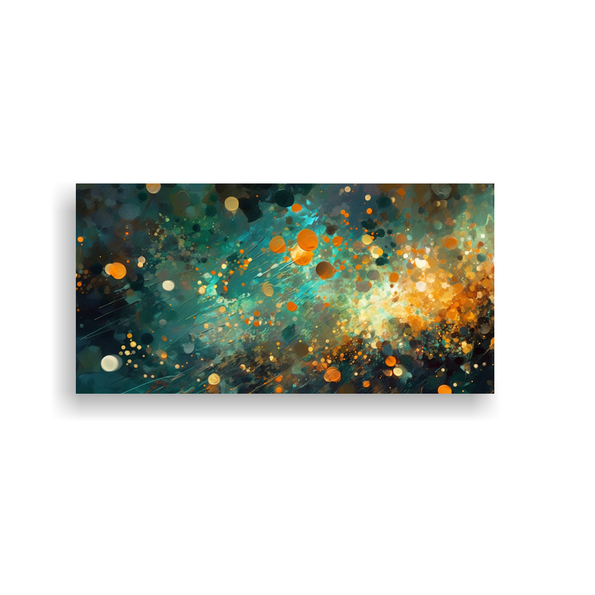 pintura-decorativa-de-lienzo-abstracto-estrellas-brillantes-sobre-fondo-naranja-y-verde