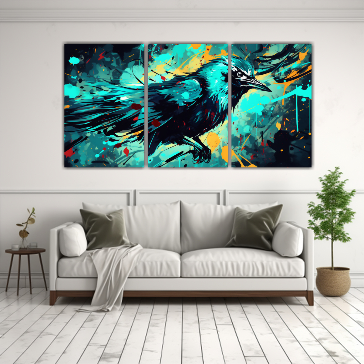 pintura-decorativa-neo-pop-de-un-ruise-or-en-turquesa-y-negro-1