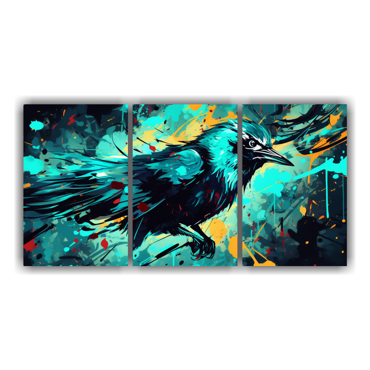 pintura-decorativa-neo-pop-de-un-ruise-or-en-turquesa-y-negro
