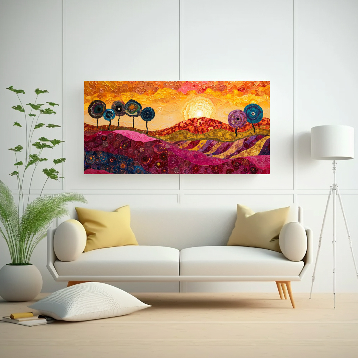 pintura-decorativa-rectangular-al-estilo-de-klimt-atardecer-de-alta-calidad-1