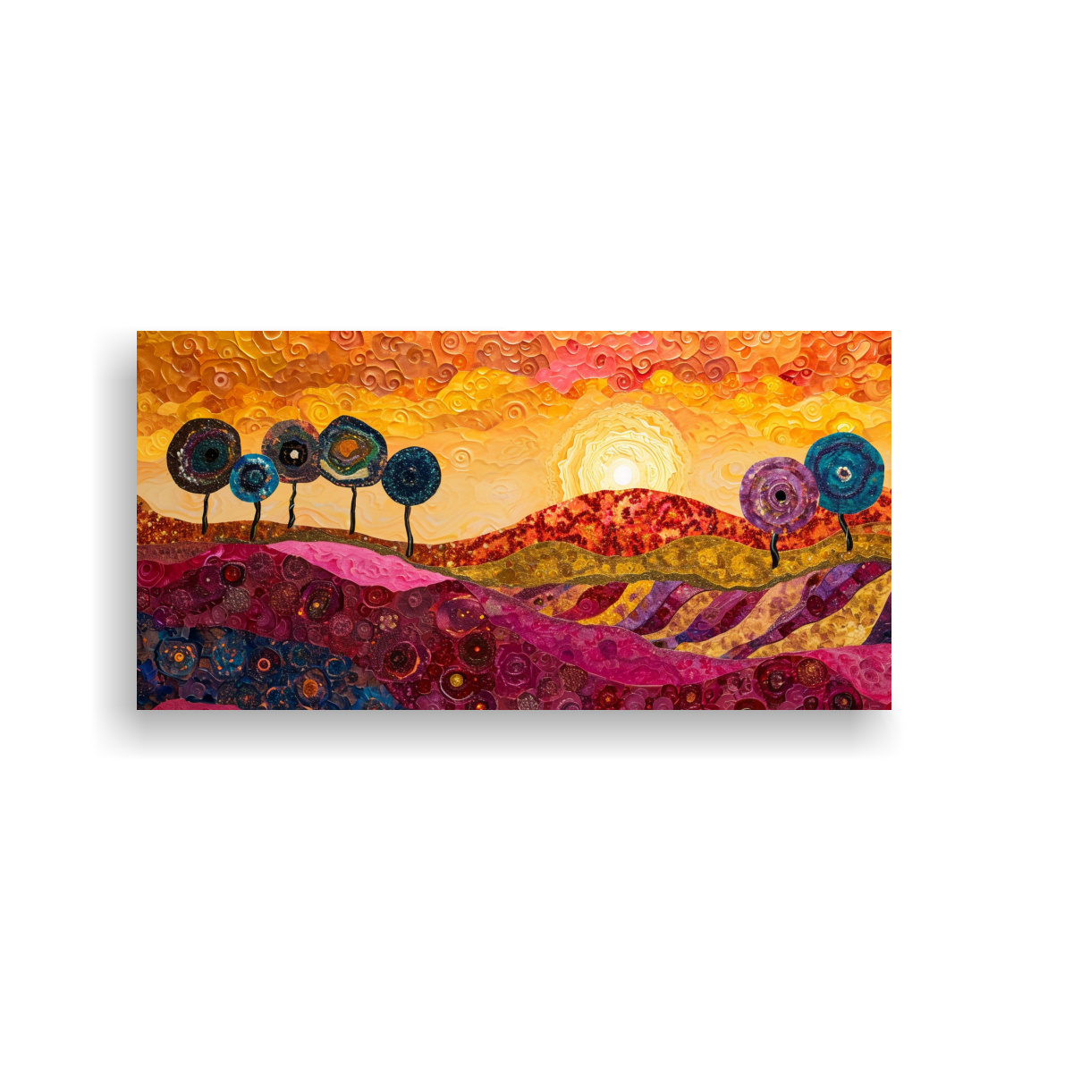 pintura-decorativa-rectangular-al-estilo-de-klimt-atardecer-de-alta-calidad