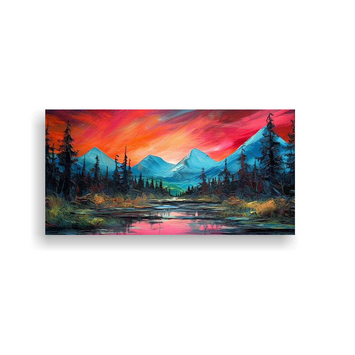 pintura-en-bastidor-moderna-equilibrio-vivido-rojo-naranja-azul-verde