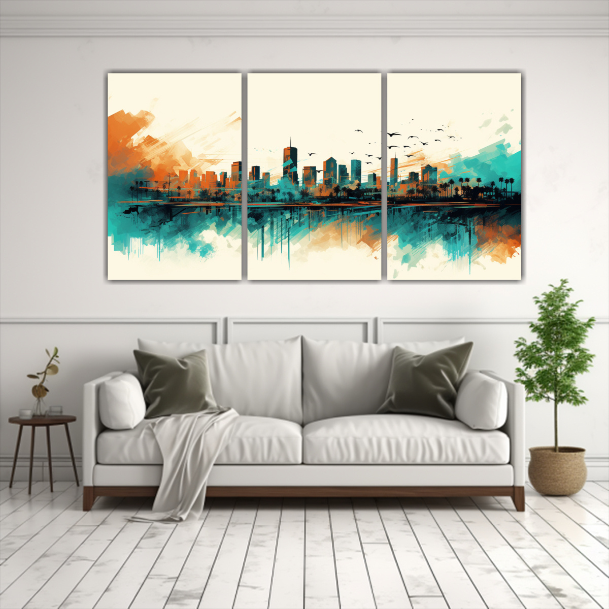 pintura-en-bastidor-sim-trica-santiago-chile-en-marr-n-y-turquesa-1