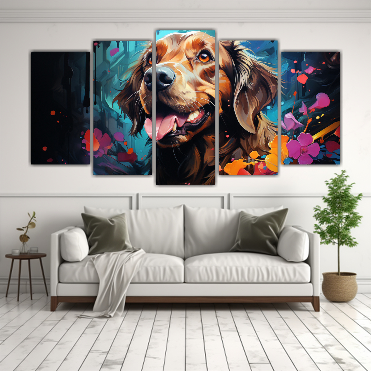 pintura-en-lienzo-de-estilo-adorable-de-un-retriever-en-colorido-set-5-1