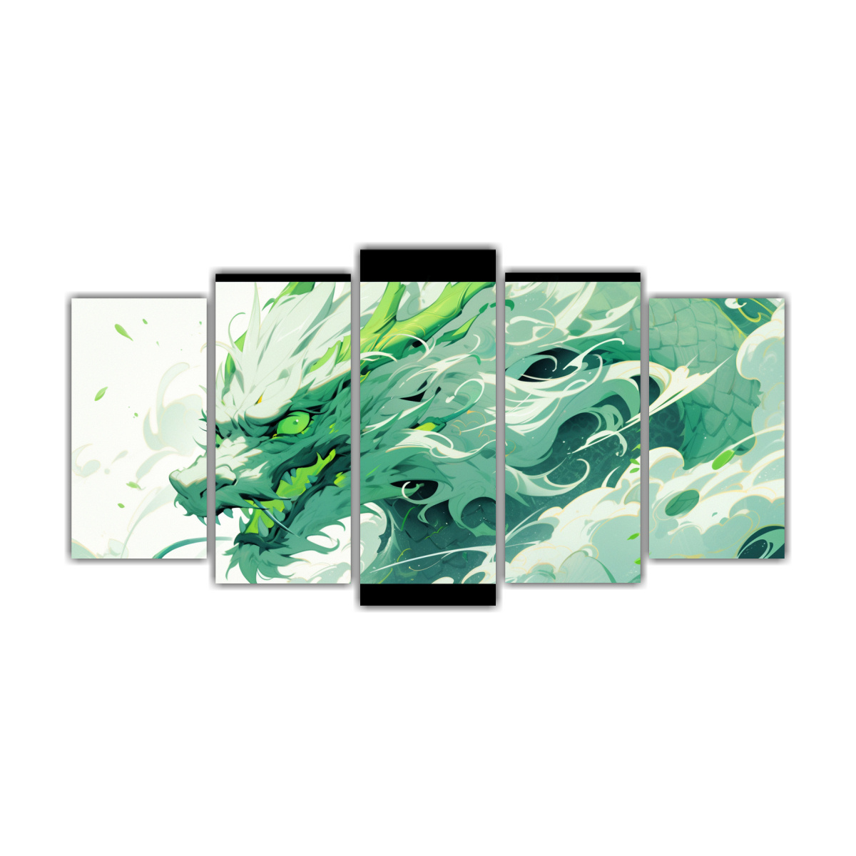 pintura-en-lienzo-de-regalo-de-un-drag-n-en-colores-verde-y-blanco-con-atm-sfera-neonoir-