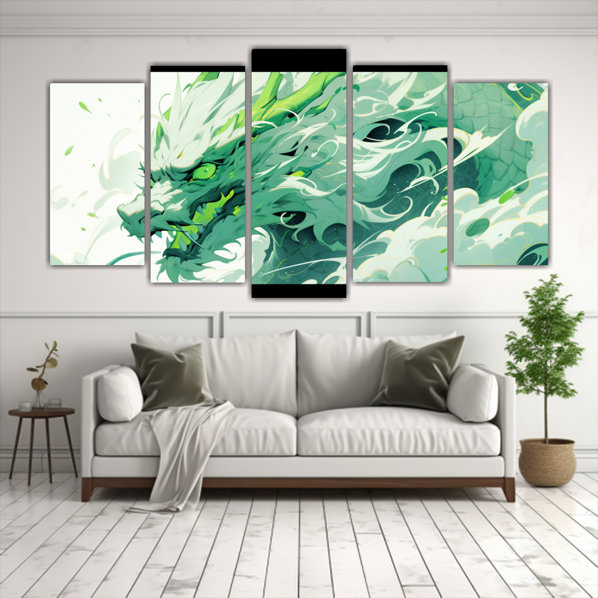 pintura-en-lienzo-de-regalo-de-un-drag-n-en-colores-verde-y-blanco-con-atm-sfera-neonoir-1-1