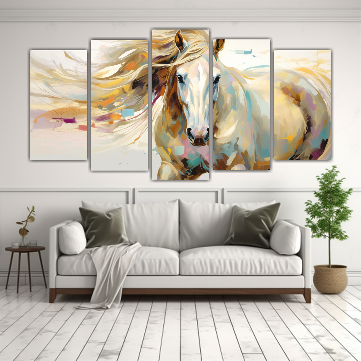pintura-equilibrio-caballo-andaluz-en-colores-pastel-y-oro-neo-pop-1