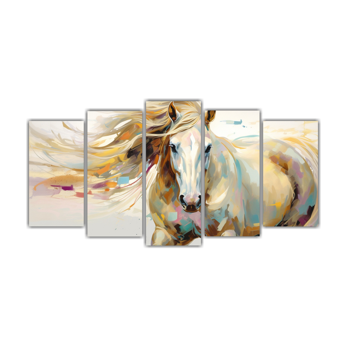 pintura-equilibrio-caballo-andaluz-en-colores-pastel-y-oro-neo-pop