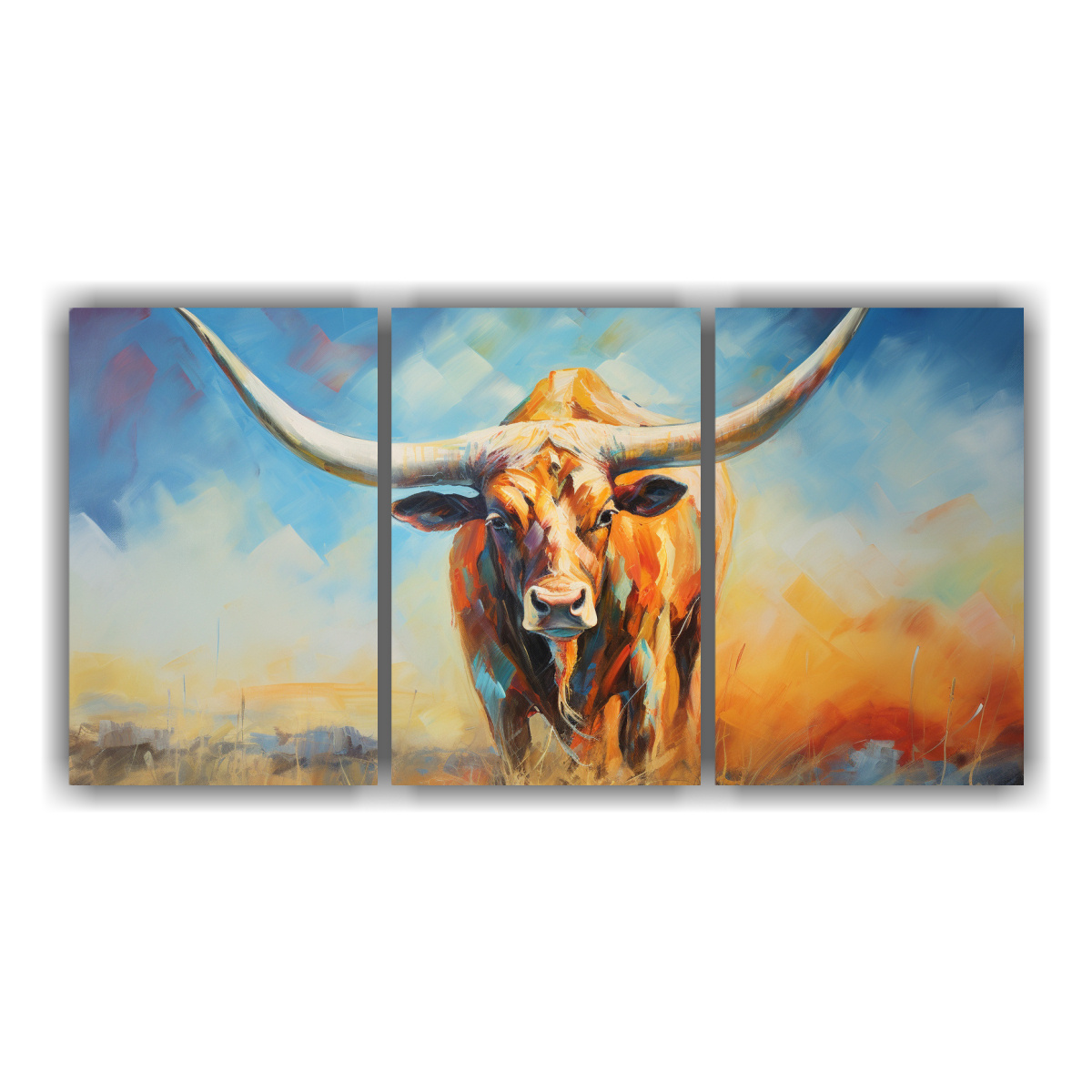 pintura-estilo-estilo-leo-de-vaca-longhorn-en-arte-de-pared-horizontal