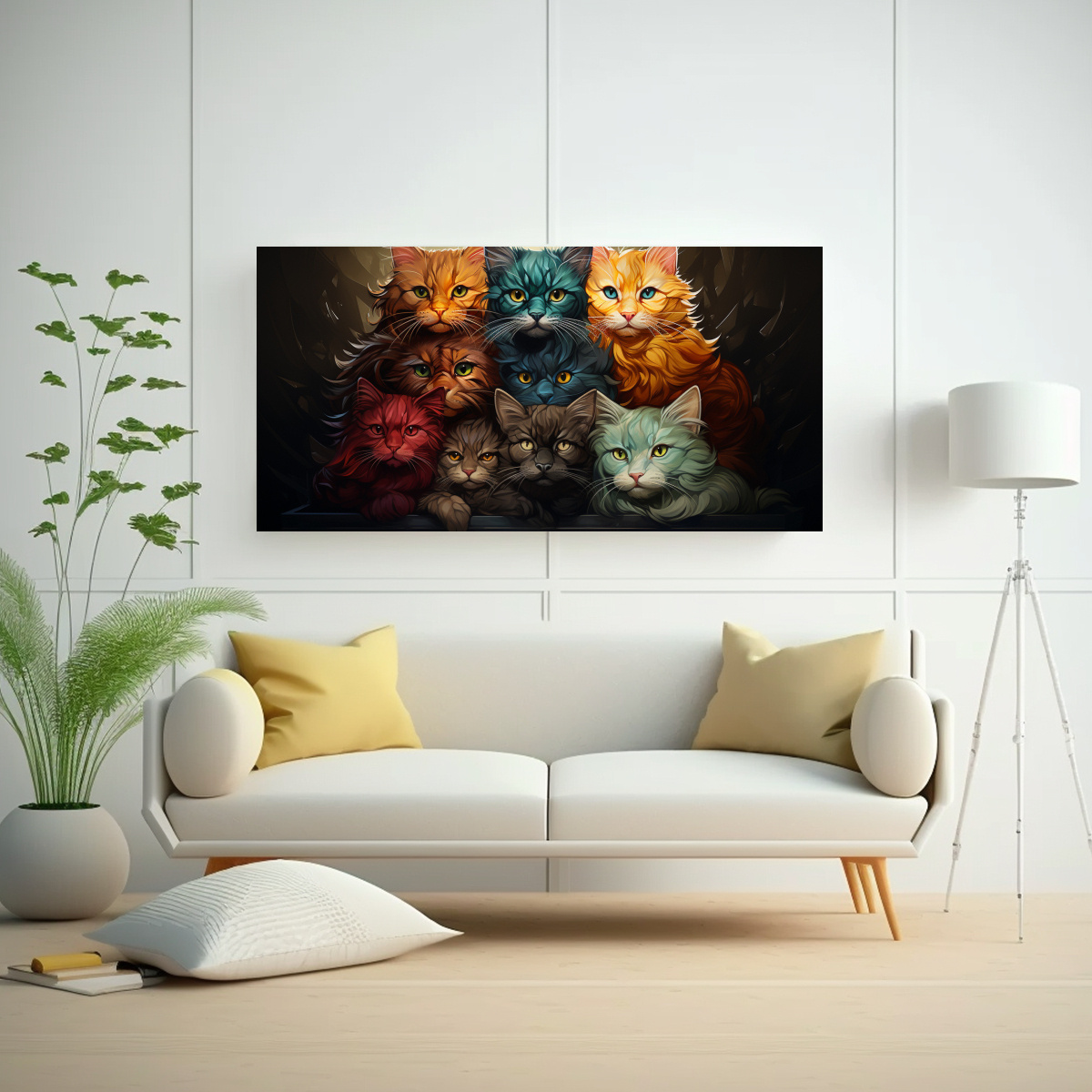 pintura-gatos-apilados-de-colores-en-cuadro-decorativo-1