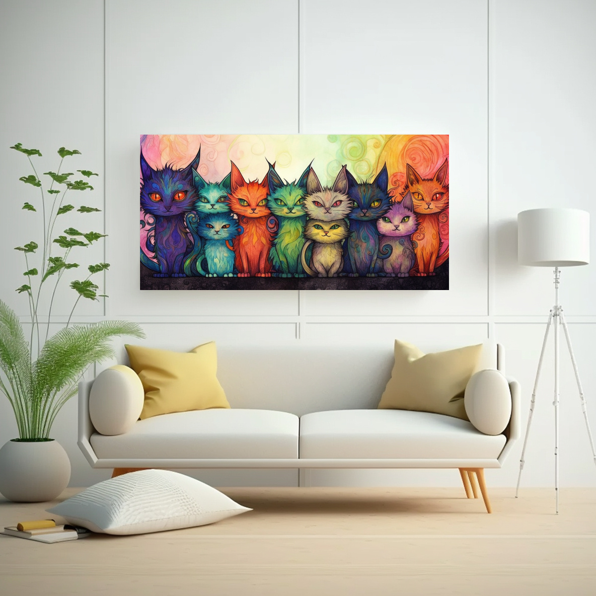 pintura-lienzo-gatos-coloridos-por-tom-harvey-estilo-composici-n-est-tica-1