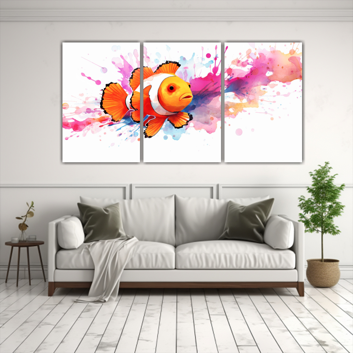 pintura-neo-pop-art-de-un-pez-payaso-en-colores-naranja-y-rosa-1