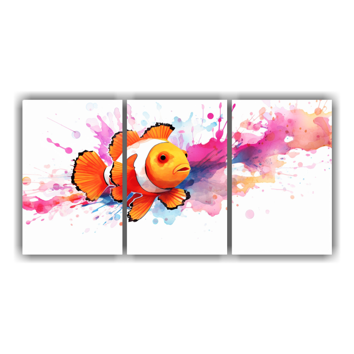 pintura-neo-pop-art-de-un-pez-payaso-en-colores-naranja-y-rosa