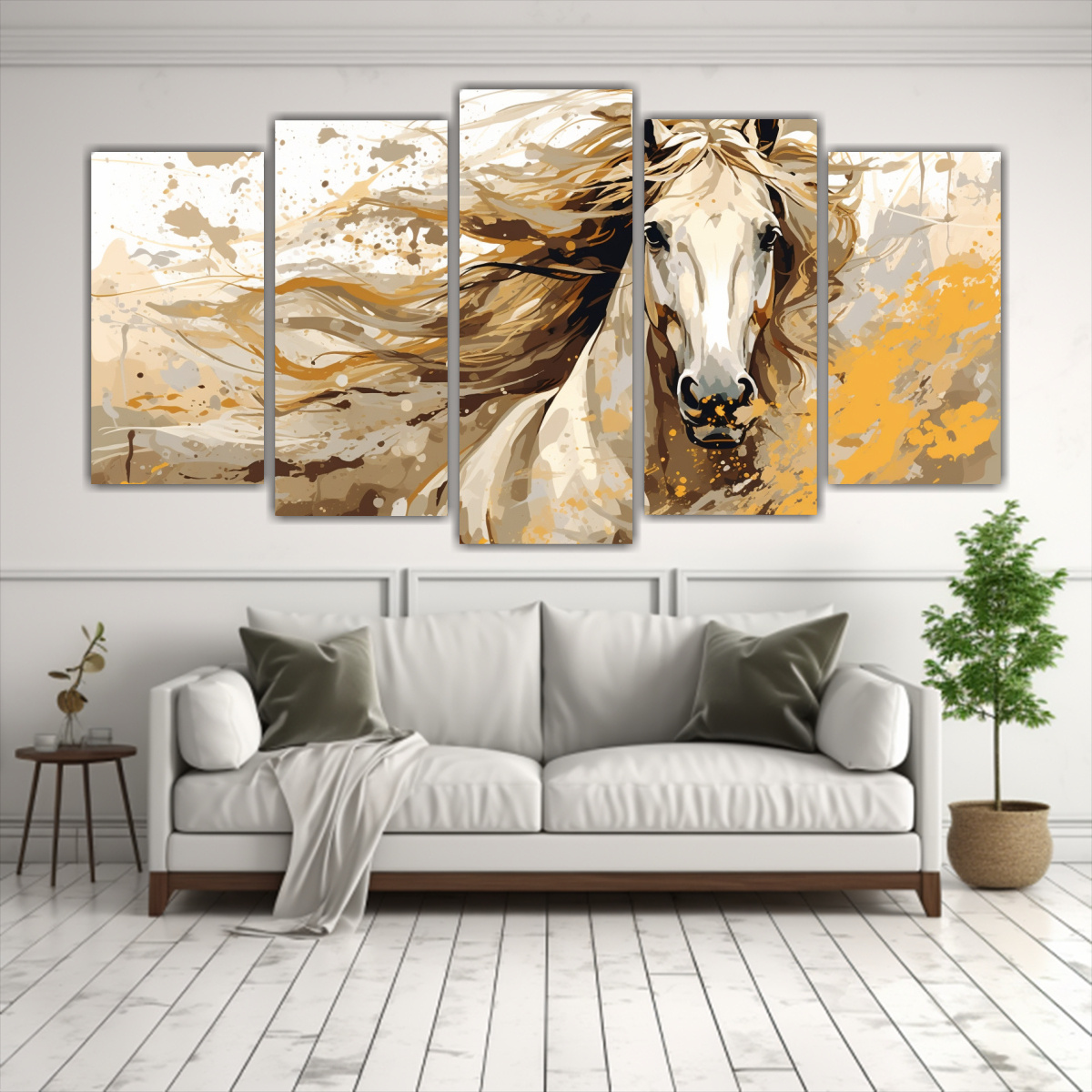 pintura-neo-pop-de-un-caballo-fris-n-en-blanco-y-dorado-1