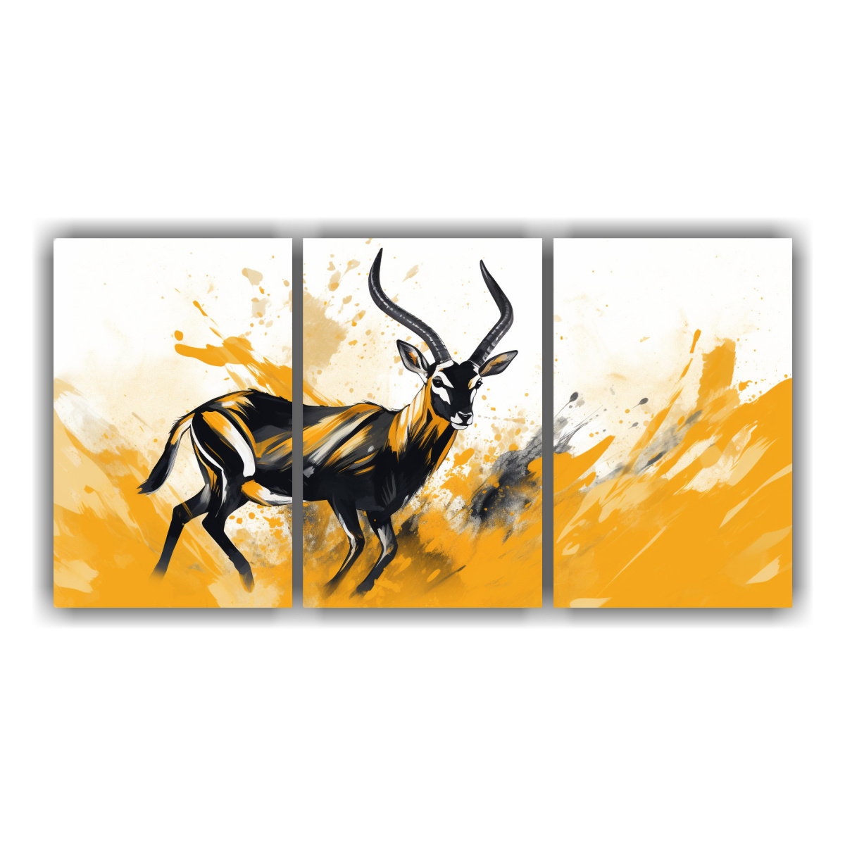 Pintura Urbana De Concepto En Oro Y Negro Con Antílope: Arte Pop Neo.