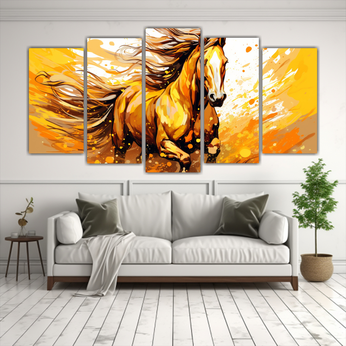 pinturas-abstractas-de-bellas-artes-caballo-clydesdale-en-colores-dorados-1-1