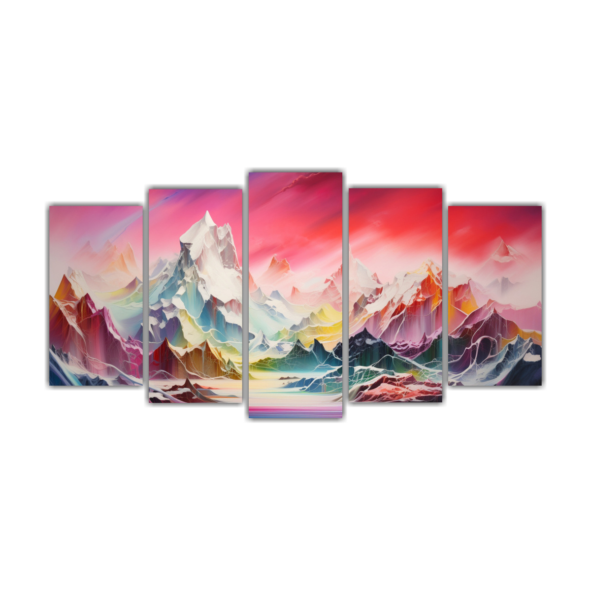 pinturas-abstractas-de-monta-as-nevadas-con-arco-ris-y-colores-rojos