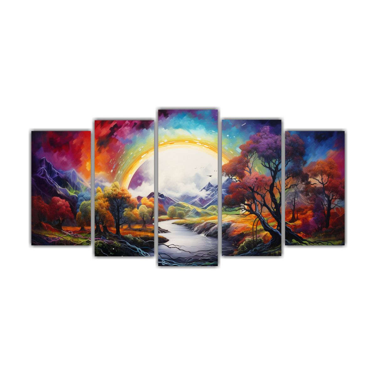 pinturas-abstractas-de-paisajes-con-arco-ris-y-colores-negros-