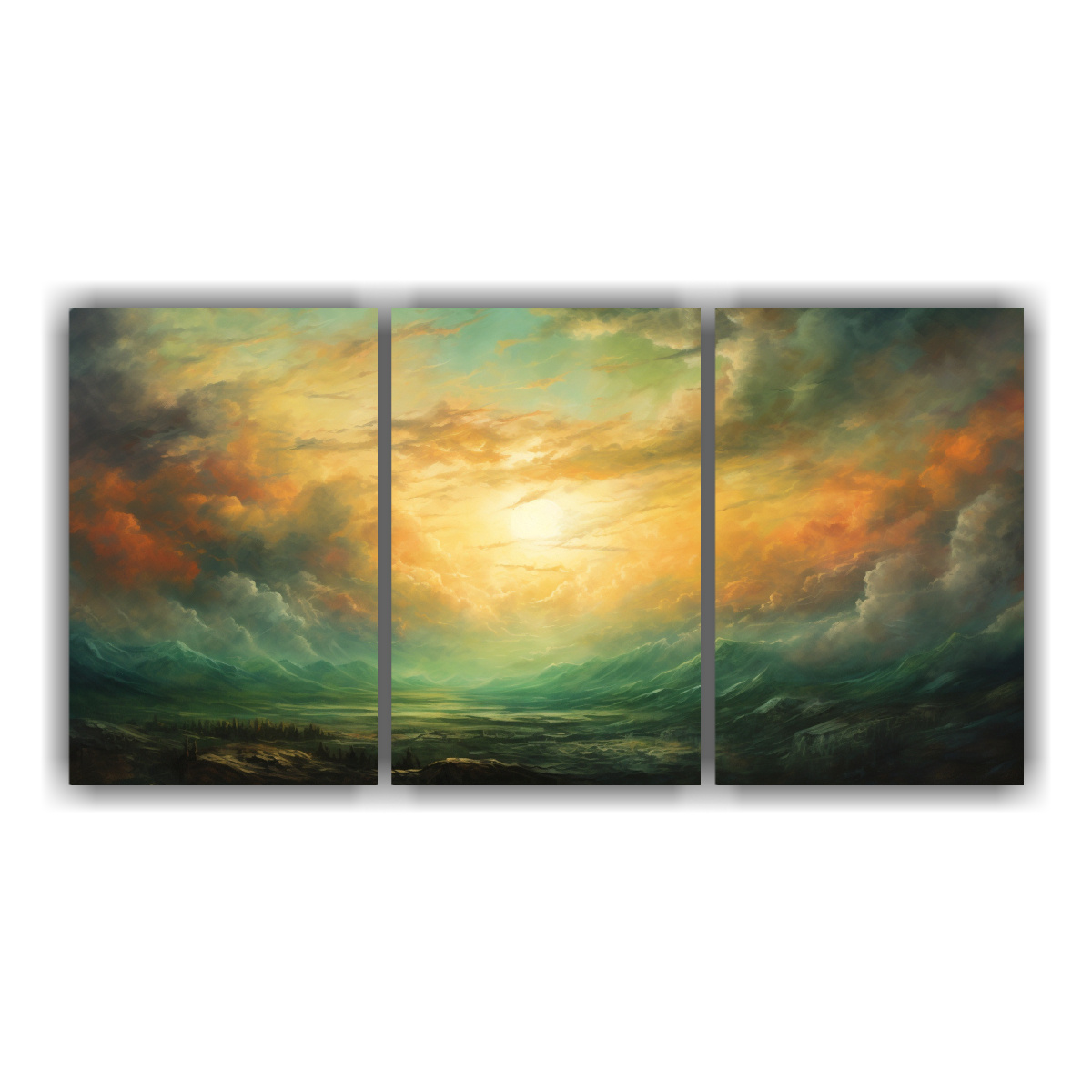 pinturas-abstractas-de-tema-amanecer-y-atardecer-en-tonos-verdes