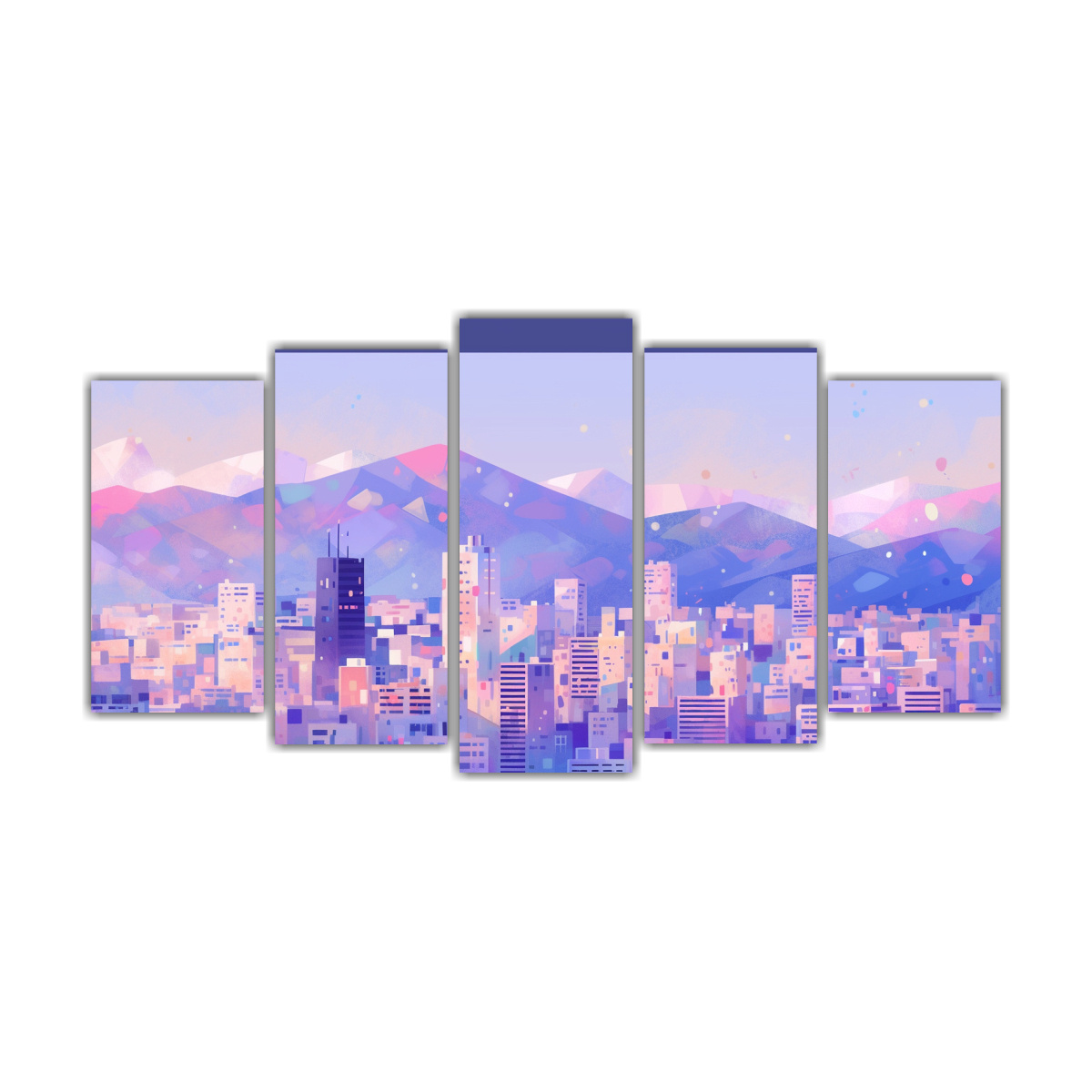 pinturas-abstractas-para-comedor-en-santiago-artes-de-pared-en-colores-arco-ris-y-azul-neo