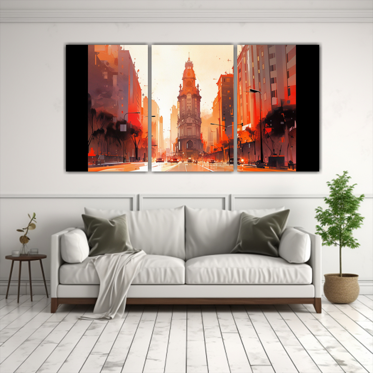pinturas-acuarelas-tema-santiago-chile-en-tres-lienzos-naranja-1